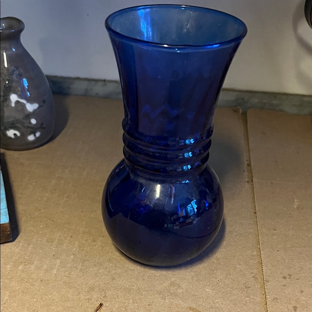 Elegant Blue Cobalt Glass Vase circa 1940